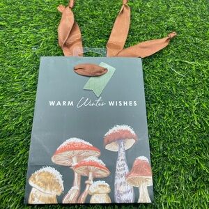 Warm Winter Wishes Gift Bag with Mushroom Design x 2, NWT